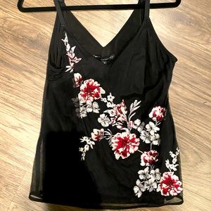 WHBM cami, black with floral pattern, size M